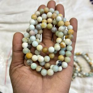 Perles rondes en amazonite naturelle 8 mm/6 mm/4 mm de haute qualité cirées/entoilées certifiées par un tiers - Product Image 5