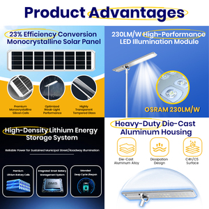 Lampioni Solari SRESKY per Esterni Impermeabili Lampadaire Solaire Tutto in Uno in Alluminio Pressofuso Luce Stradale LED Solare Integrata - Product Image 3