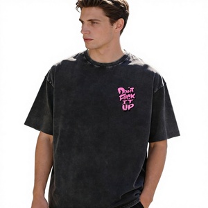 Camiseta Retro OEM 100% Algodón Grueso para Hombre, Talla Grande, Impresión DTG, Logotipo, Lavado Ácido, Estilo Vintage, Personalizada - Product Image 1