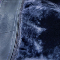 Blouson Bomber en Cuir Bleu pour Homme, Vente en Gros OEM, Nouvelle Collection 2025, Respirant, Imperméable, Coupe-Vent, Écologique, Hiver, Toile Personnalisable