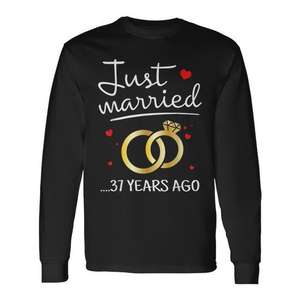 T-shirt à manches longues pour couple, 37e anniversaire, juste mariés il y a 37 ans - Product Image 1