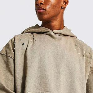 เสื้อฮู้ดดี้สตรีทแวร์ฤดูหนาวสุดฮิต ผ้าฝ้าย 100% แบบเรียบ แต่งดีเทลขาดๆ พร้อมโลโก้ปรับแต่งได้ พิมพ์ลายดิจิทัล แห้งเร็ว ระบายอากาศได้ดี - Product Image 6