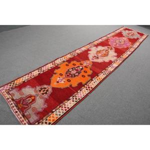 3x14.2 ft Vintage Rug, <b>Runner</b> Turkish Rug, <b>Red</b> Patchwork Rug - Product Image 4