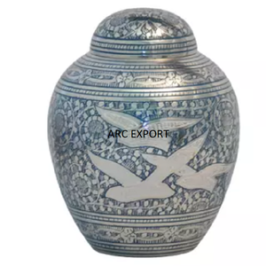 Design fantaisie en relief grandes urnes de crémation élégantes gris clair concevant des urnes classiques en aluminium les plus fantaisistes Urnes uniques pour adultes - Product Image 5