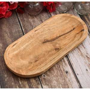 Vente en gros de décoration intérieure de qualité alimentaire Plateau de service en bois d'acacia de forme ovale vintage pour les aliments de l'exportateur indien à bas prix - Product Image 2