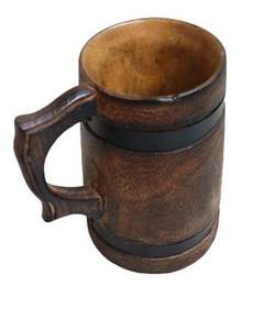 Tasse faite à la main en bois avec manche en bois Chope à bière en bois Chope à bière en gros et fabriquée à la main pour la maison et le restaurant - Product Image 4