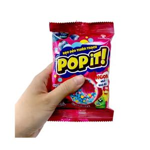 Poudre de confiserie en sachet, populaire, saveur fruitée acidulée, bonbons gélifiés Popit en forme de cube brun, 25g - Product Image 2