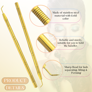 Separador de herramientas de elevación de pestañas de Metal Premium Pro Lash herramientas de elevación y permanente de volumen ligero de doble cara punta puntiaguda de 45 grados - Product Image 3