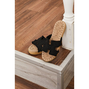 Sandalias de Verano Tejidas de Paja con Punta Abierta, Plataforma Negra, Estilo Slip-On, Transpirables - Product Image 2