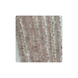 Quartz rose naturel rose à facettes de qualité supérieure du fournisseur indien perles Briolette en forme de larme 5mm 6mm environ 8 pouces brin pour - Product Image 1