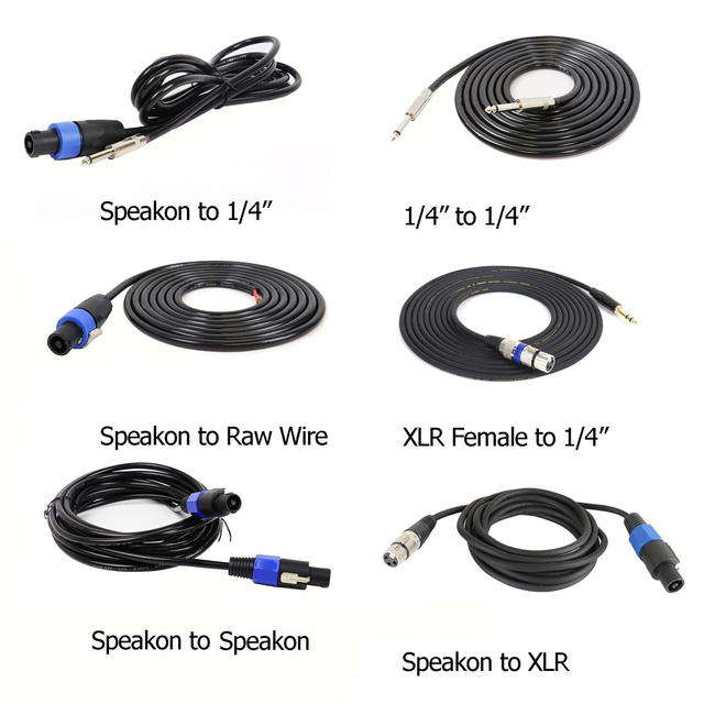Speakon XLR 1/4" Mono Audio Jumper Cable Male Female End Speaker to Amplifier Wire Audio Connector Cable