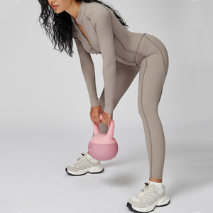 New Design Zipper Long Sleeves <b>Leggings</b> Fitness Yoga Clothes Set Workout Wear One Piece Yoga Sports Jumpsuit <b>For</b> <b>Women</b> - Product Image 5