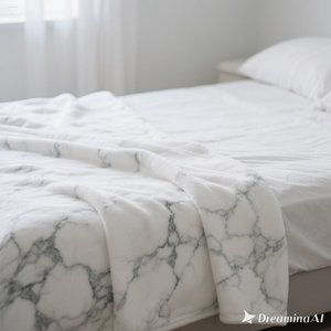 Manta de lana suave de lujo Cozy White Marble Design Tamaño personalizado - Product Image 4