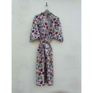 Bestseller - Robe kimono en coton léger à fleurs - Vêtement de nuit doux pour femmes - Pour la maison - Motif animalier - Product Image 1