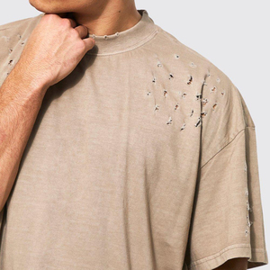 T-shirts pour hommes personnalisés de qualité supérieure, 100% coton, coupe ample, effet vieilli, épaules tombantes, manches courtes, couleur unie, respirant, écologique - Product Image 5