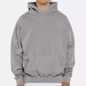 Sweat à capuche ample uni de luxe de haute qualité sans cordon en molleton français 100% coton surdimensionné lourd Sweat à capuche court pour homme - Product Image 3