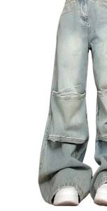 Jeans de Mezclilla para Mujer, Cintura Media, Estilo Vintage, Casual, Oscuros, Transpirables, Lavado Claro, Corte Holgado, Estilo Urbano Y2K, Alta Calidad - Product Image 5