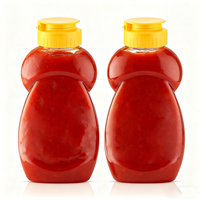 Bouteilles vides recyclables en plastique PET 360ml 500g pour le miel et le champagne avec bouchons jaunes à rabat