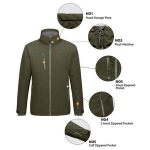 2024 haute hommes thermique à manches longues coupe-vent veste couleur unie personnalisé à capuche poche Polyester Nylon Street Wear broderie - Product Image 5