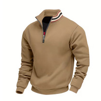 Chaqueta Deportiva de Punto Unisex para Otoño/Invierno, con Cierre de Cremallera de 1/4, Cuello Alto, Color Sólido, Corte Regular, 100% Algodón, 2 Piezas, Resistente al Viento