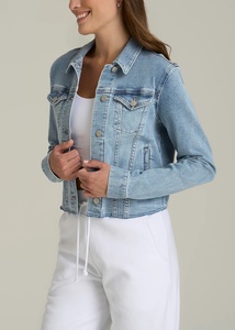 Veste en jean tissé sur mesure de haute qualité, style vintage, coupe oversize, respirante, coupe-vent, imperméable, boutonnée, pour femme, automne - Product Image 5