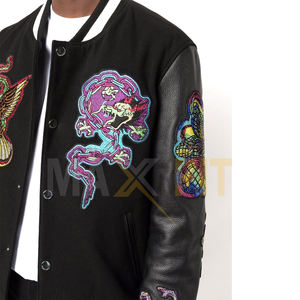 2025 taux de gros professionnel de haute qualité confortable produit Premium Design Unique vestes d'université à manches en cuir - Product Image 6