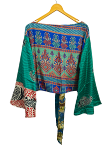 Ropa de playa Falda Top Ropa de Casa Sari corto Corbata de seda Top Mangas largas Regalo para su bata corta - Product Image 6