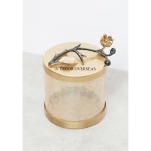 มาใหม่ฐานโลหะหนักชุบทองพร้อมดอกตูมสีดำดีไซน์ดังเครื่องครัวกระป๋องแก้วใส - Product Image 1