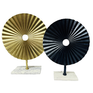 Aluminum Casted Round Metal Sculpture Modern Fancy Desk Centerpiece Home Accent Elegant Disk Shape Sculpture <b>Object</b> Gold Finish - Product Image 6