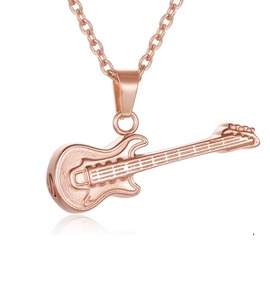 Rose Gold <b>Guitar</b> Cremation Urn Pendant Necklace Rocker Musican Keepsake Jewelry <b>Guitar</b> Shape Cremation Urn Unisex Custom Size - Product Image 6