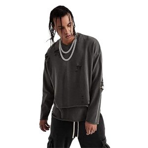 Sudaderas de gran tamaño pesadas desgastadas de alta calidad al por mayor sudaderas con capucha de lavado ácido sudaderas con hombros caídos al por mayor - Product Image 3