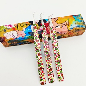 Aislamiento logotipo personalizado 90 grados Acero inoxidable plateado precisión brillo diamante agarre pestañas extensión pinzas - Product Image 3