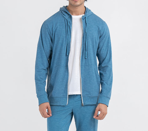 Heavy Weight 100% Fleece Full Zip Up Two Pocket Venta al por mayor Producto de calidad superior 500 Gsm O Neck Men HOODIE - Product Image 2