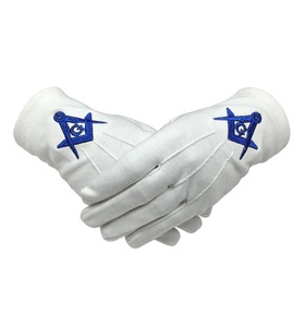 Gants en coton brodés maçonniques avec logo personnalisé - Utilisation professionnelle Quatre saisons 100% coton - Product Image 2