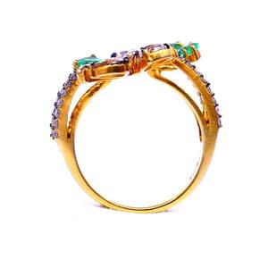 Diseñador 14K Oro Bajo MOQ Joyería Proveedor Esmeralda Piedra preciosa Asequible Señoras Use Anillo DE FLOR DE DIAMANTE - Product Image 4