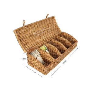 Caja de Té de Ratán de 5 Secciones de la Mejor Calidad con Tapa, Organizador, Cajas de Almacenamiento Hechas por VgreenArt de Vietnam - Product Image 1