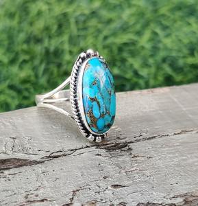 แหวนเงินทำด้วยมือสไตล์ Boho เครื่องประดับ925พลอยเทอร์ควอยซ์เงินสเตอร์ลิงเครื่องประดับสำหรับผู้หญิงของขวัญสำหรับผู้หญิงสำหรับเธอ - Product Image 2