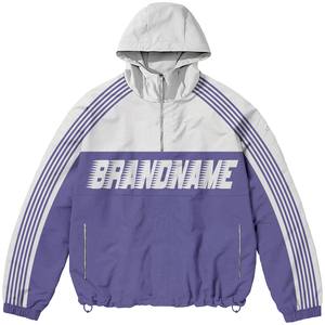 ชุดกีฬากันลมสำหรับทุกเพศวัสดุไนลอนคุณภาพสูงออกแบบโลโก้ได้ตามต้องการชุดวอร์มสีม่วงไซส์ใหญ่พิเศษสำหรับฤดูหนาว - Product Image 5