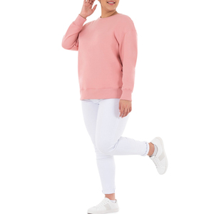 Vente en gros personnalisé grande taille lavage à l'acide pull pull pour les femmes col rond épaule tombante long sweat imprimé hiver devant - Product Image 5