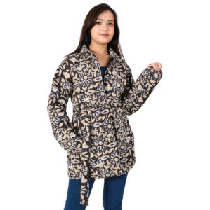 Vestes matelassées faites à la main pour femmes avec manteaux réversibles à imprimé floral-Manches longues et manches courtes en coton respirant - Product Image 3