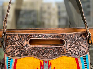 2025 Wholesale Hand Tooled Saddle Blanket Purse Bohemian Handle Handbag for Women With Tassel Conceal Carry Womens Crossbody Bag - Product Image 5