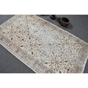 Alfombra turca Vintage de 39x41 pies, beige, marrón, clásica, área grande, patrón rectangular, Material de lana, diseño de retales de látex para pasillo - Product Image 4