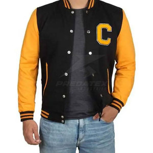 Veste pour homme de qualité supérieure avec logo personnalisé, manches longues, col montant, style Letterman, polyester/coton, séchage rapide - Product Image 1