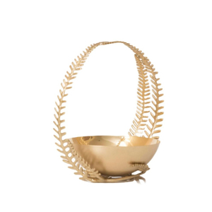 Tazón para servir alimentos de hierro y acero inoxidable de gran tamaño de diseño antiguo, tazón de comida colgante chapado en oro de forma redonda de la India - Product Image 1