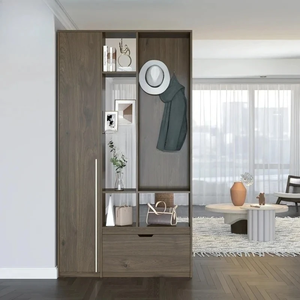 Meuble de rangement gain de place pour hall d'entrée avec étagères verticales pour chaussures, section pour manteaux, placard fermé et dimensions sur mesure - Product Image 3