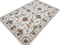Tapis en laine fait main de qualité supérieure, motif floral de luxe, lavable, antidérapant, à poils ras, pour salon et zone de vie.
