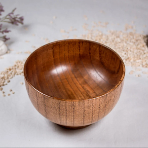 Bol de ramen rond en bois fabriqué à la main pour soupe à salade en bois pour bol de service multicolore en gros de l'Inde - Product Image 1
