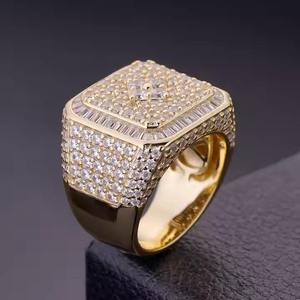 6,00 Carat VVS Moissanite Hip Hop Ice Out Round & Baguette Cut Diamond Wedding Ring Hombres 925 Sterling Silver - Product Image 4