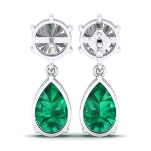 Boucles d'oreilles pendantes en argent sterling 925 avec émeraude taille poire, prix de gros REYES, pour femmes, certifiées GRA, bijoux en moissanite - Product Image 4