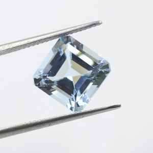 Piedra preciosa aguamarina azul natural Asscher Cut 4.80Cts para la fabricación de joyas - Product Image 4